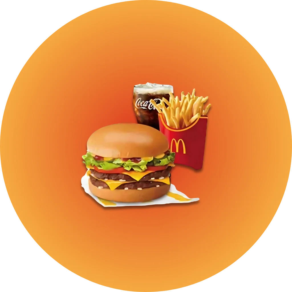 Double Cheeseburger with Lettuce & Tomatoes with Fries and Drink